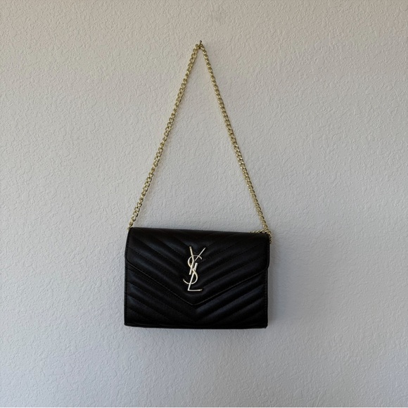 Black Quilted Gold Chain Bag - Picture 2 of 8